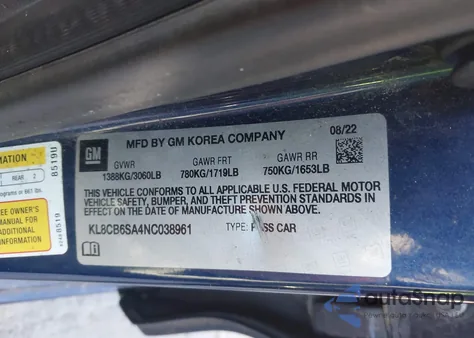 2022 Chevrolet Spark Fwd Ls Automatic z USA, uszkodzony, nr VIN KL8CB6SA4NC038961